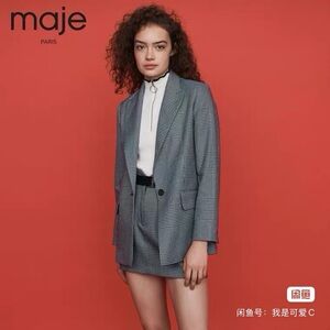 Maje Black and White Checkered Blazer set